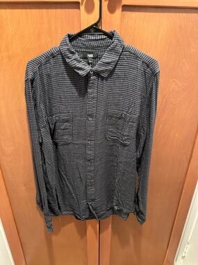PAIGE Black & Navy Houndstooth Button-Down Shirt